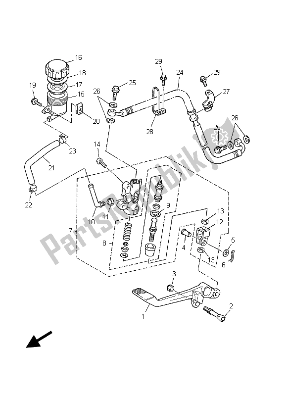 All parts for the Rear Master Cylinder of the Yamaha FZS 1000 S Fazer 2003