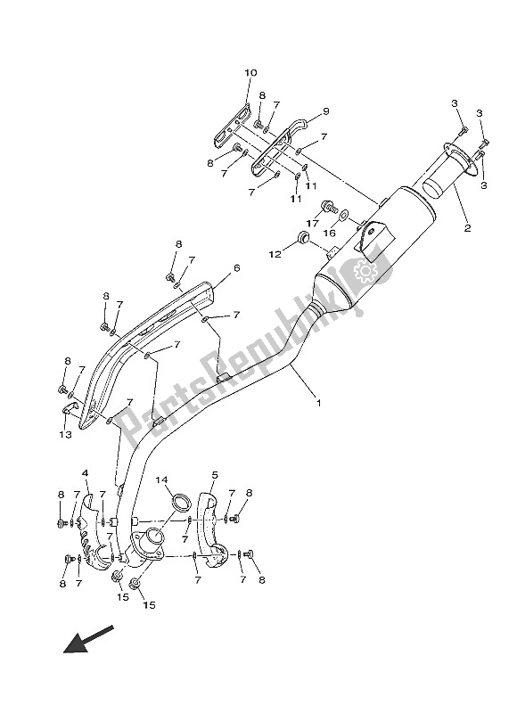 All parts for the Exhaust of the Yamaha TT R 110E 2016