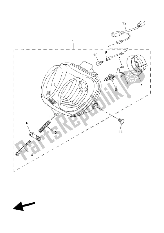 All parts for the Headlight of the Yamaha YN 50F 4T Neos 2010