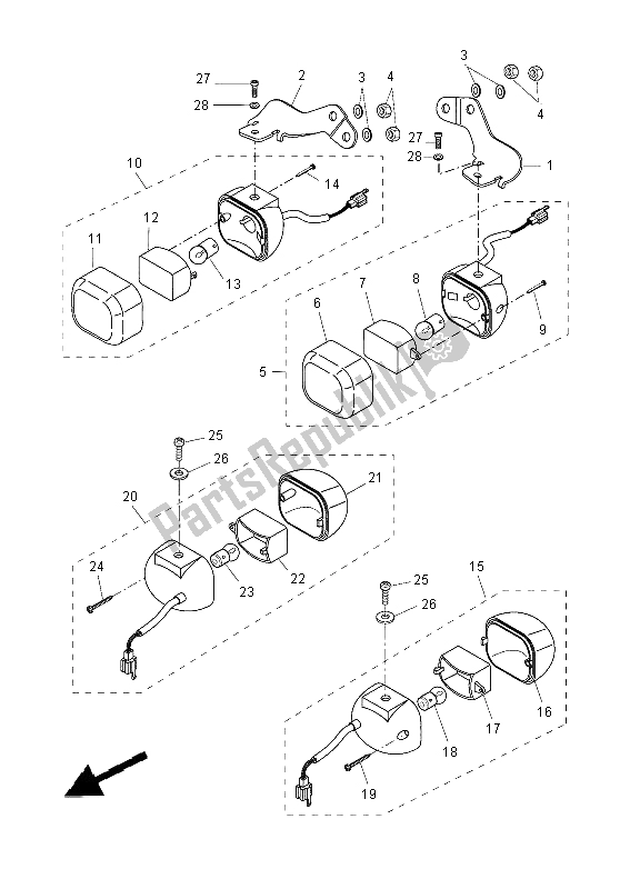 All parts for the Flasher Light of the Yamaha EW 50N 2014