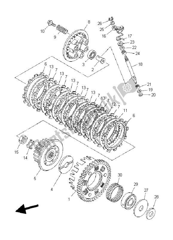 All parts for the Clutch of the Yamaha TDM 900 2008