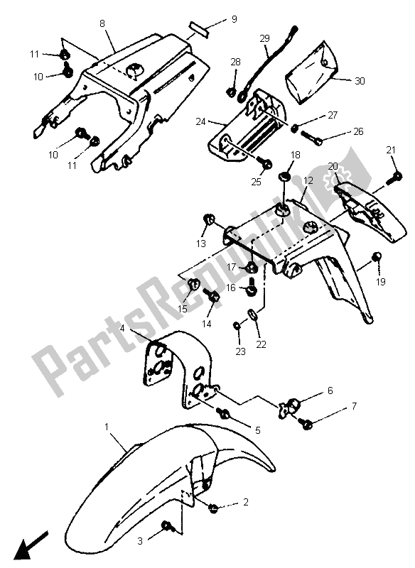 All parts for the Fender of the Yamaha XTZ 660 Tenere 1996