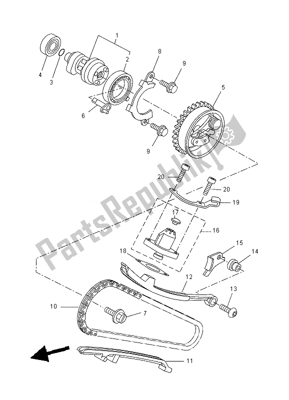 All parts for the Camshaft & Chain of the Yamaha YZF R 125 2010