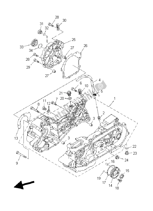 Todas las partes para Caja Del Cigüeñal de Yamaha YFM 125 Grizzly 2004