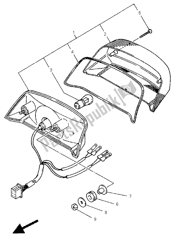 All parts for the Taillight of the Yamaha XJ 600S Diversion 1998