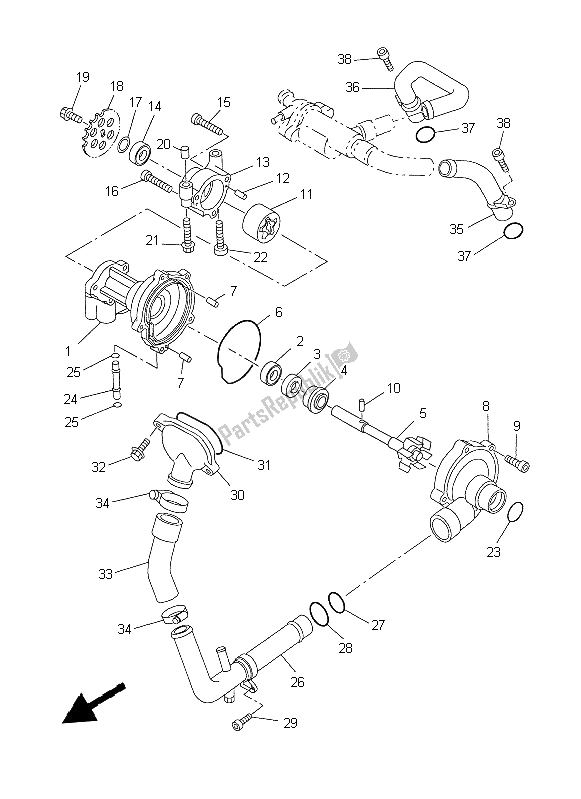 Toutes les pièces pour le Pompe à Eau du Yamaha YZF R1 1000 1999