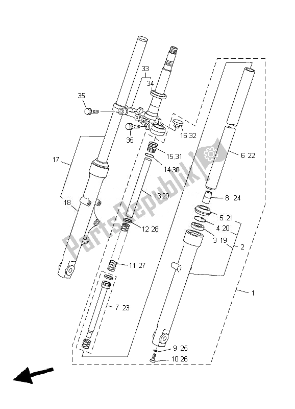 Tutte le parti per il Forcella Anteriore del Yamaha YBR 125 ED 2010