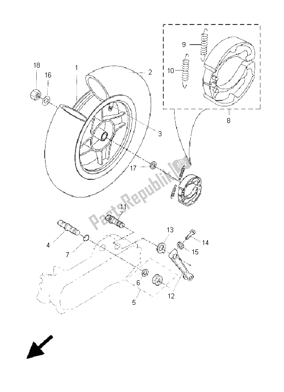 Wszystkie części do Przednie Ko? O Yamaha EW 50N Slider 2009