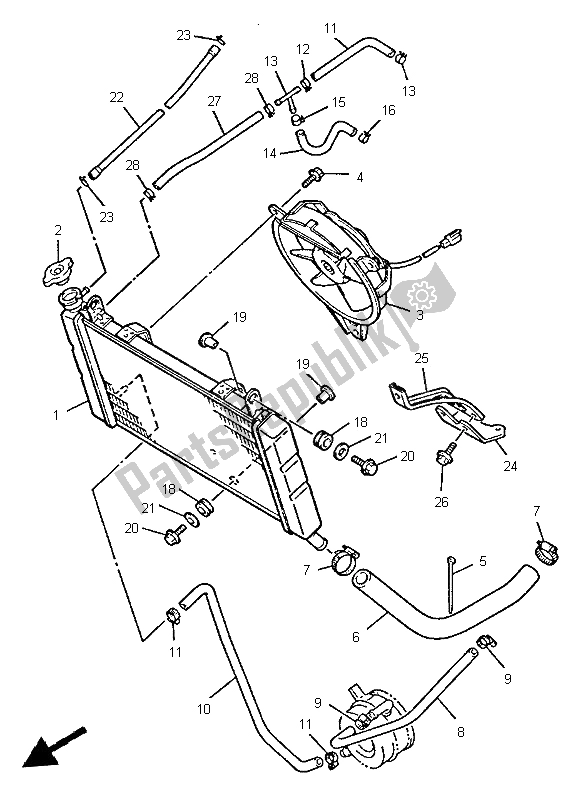 Toutes les pièces pour le Tuyau De Radiateur du Yamaha YZF 600R Thundercat 1997