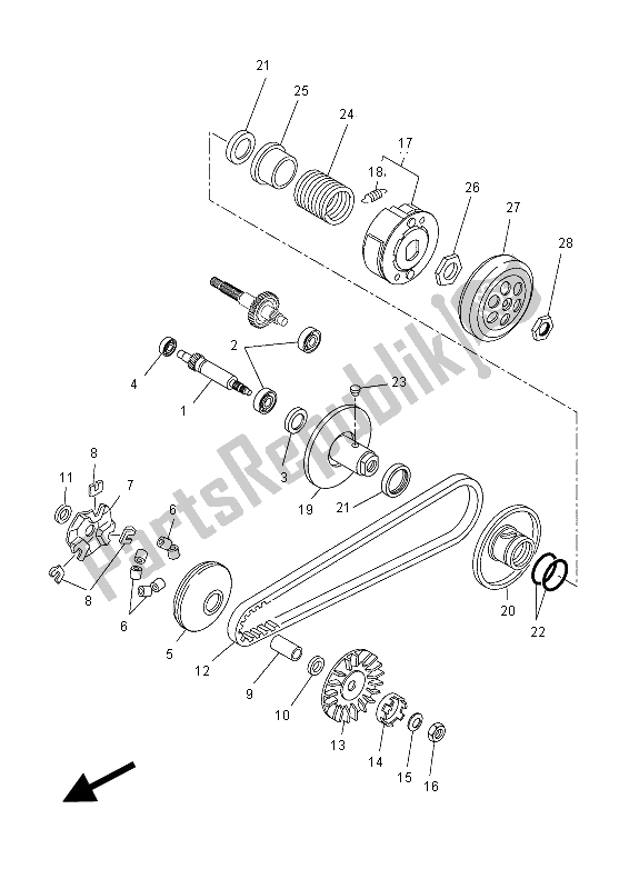 All parts for the Clutch of the Yamaha YN 50F 2012