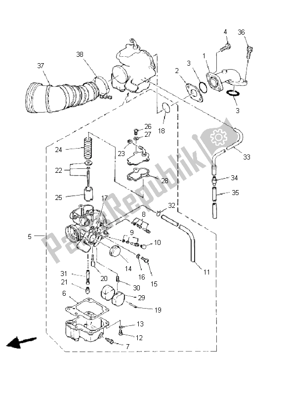 All parts for the Intake of the Yamaha YFM 80R 2005