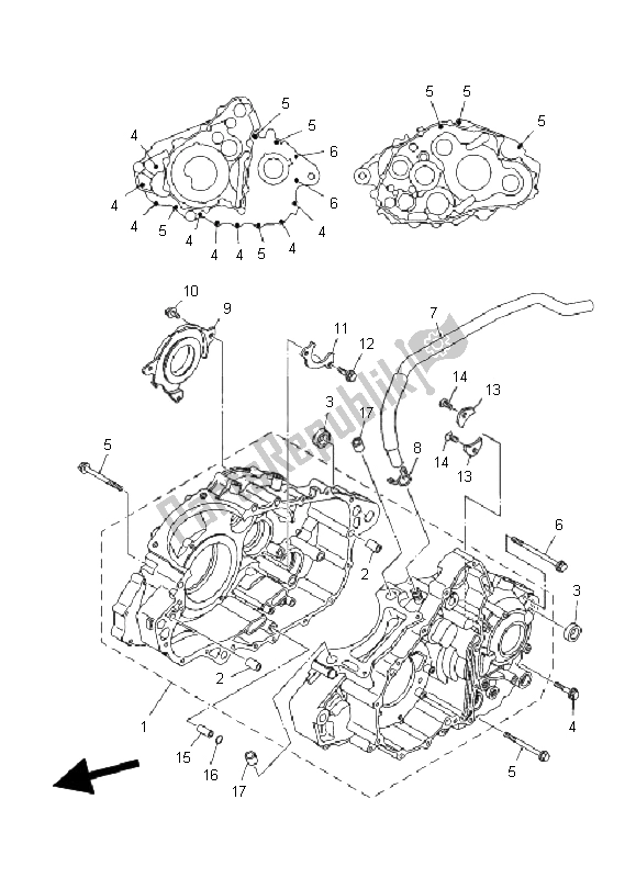 All parts for the Crankcase of the Yamaha YFM 700R 2008