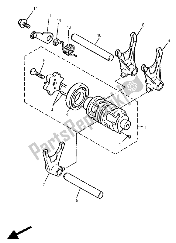 Todas las partes para Cambio De Leva Y Horquilla de Yamaha TT 600E 1998