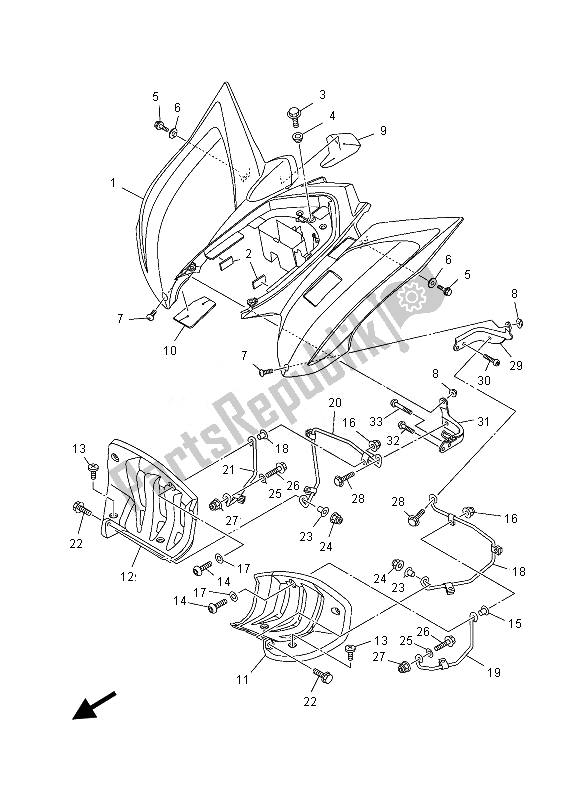 All parts for the Rear Fender of the Yamaha YFM 700 Rsed 2013