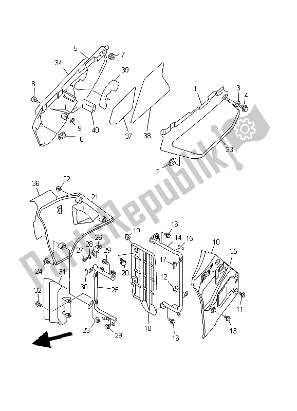 All parts for the Side Cover of the Yamaha DT 125R 2002
