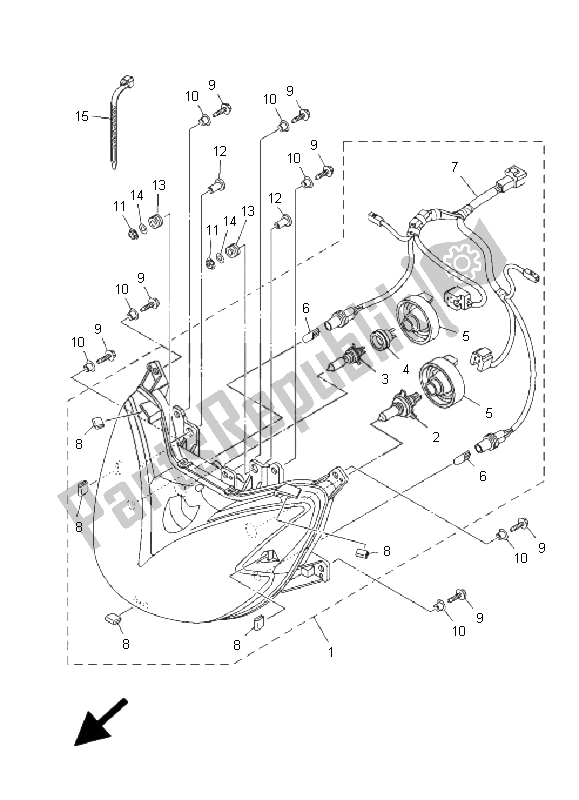 All parts for the Headlight of the Yamaha YP 400 Majesty 2009