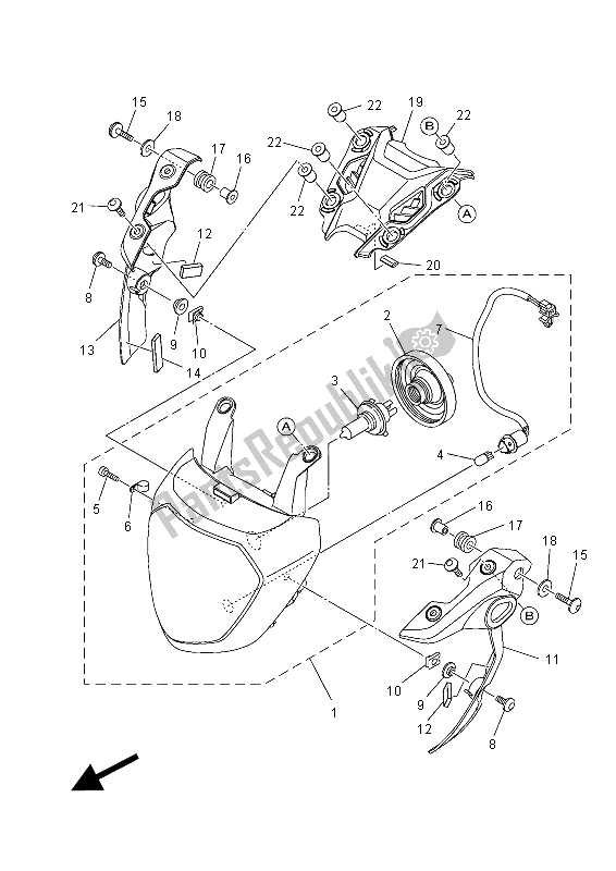 Alle onderdelen voor de Koplamp van de Yamaha MT-07 A 700 2015