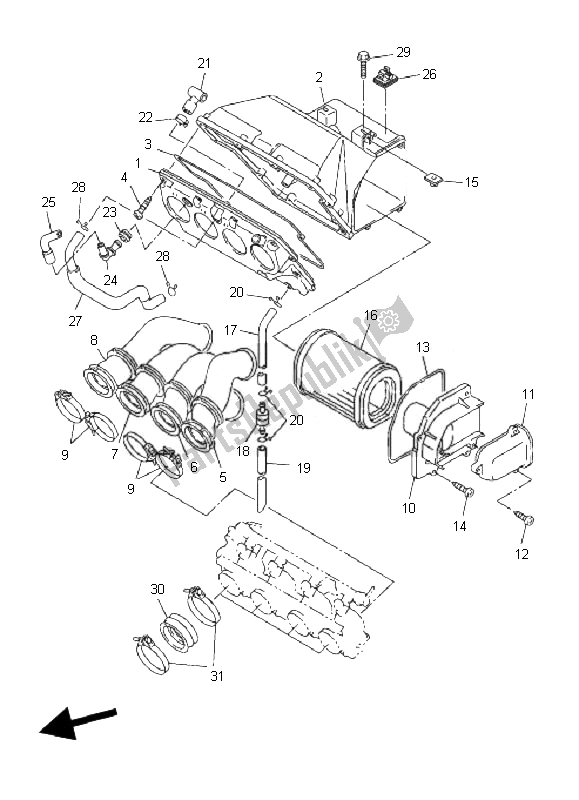 All parts for the Intake of the Yamaha FJR 1300A 2007