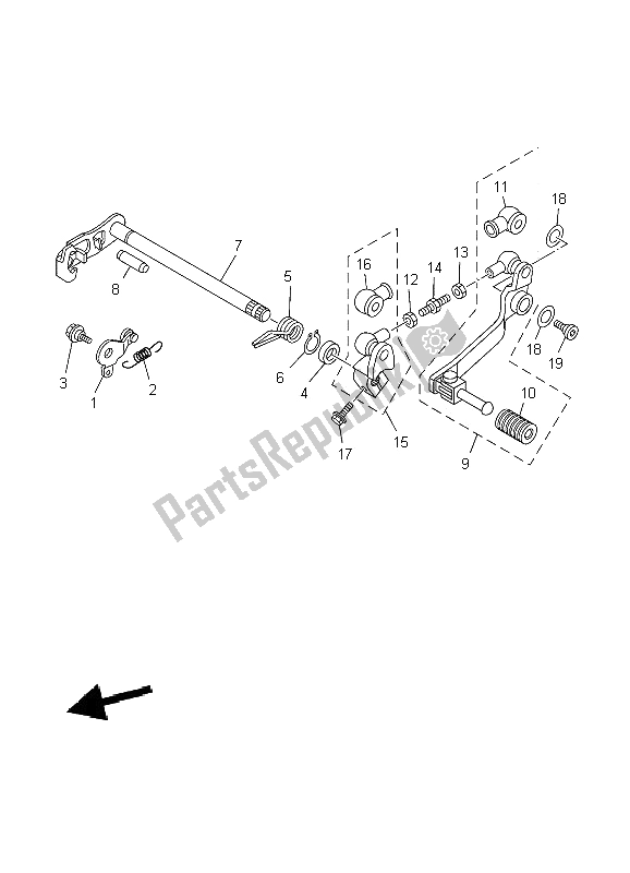 All parts for the Shift Shaft of the Yamaha TT R 125 SW LW 2009