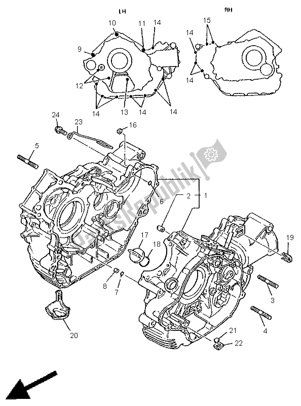 Toutes les pièces pour le Carter du Yamaha XV 1100 Virago 1997