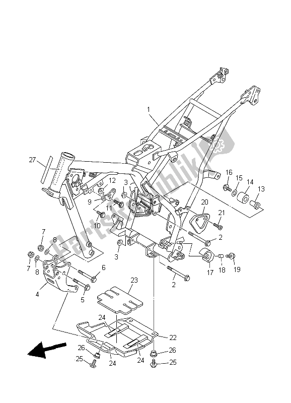 All parts for the Frame of the Yamaha TT R 125 SW LW 2002