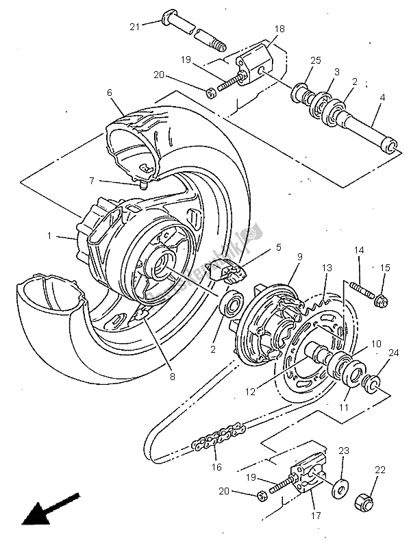 Toutes les pièces pour le Roue Arrière du Yamaha GTS 1000 1998