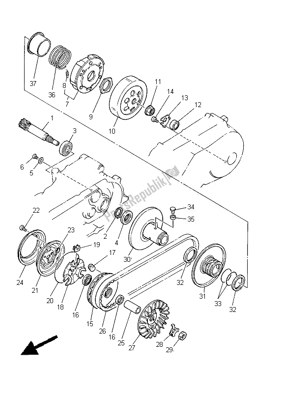 Todas las partes para Embrague de Yamaha YFM 125F Grizzly 2X4 2013