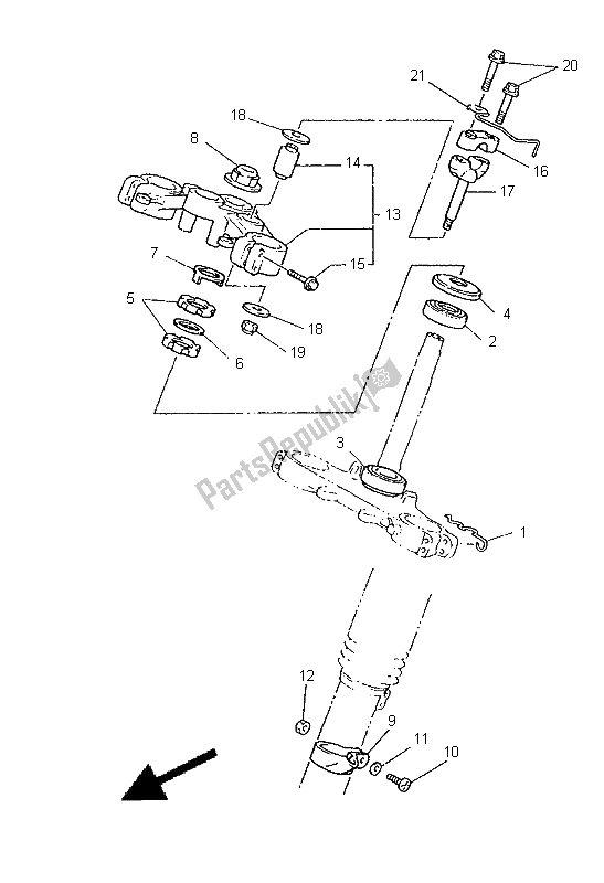 All parts for the Steering of the Yamaha XT 600E 1998