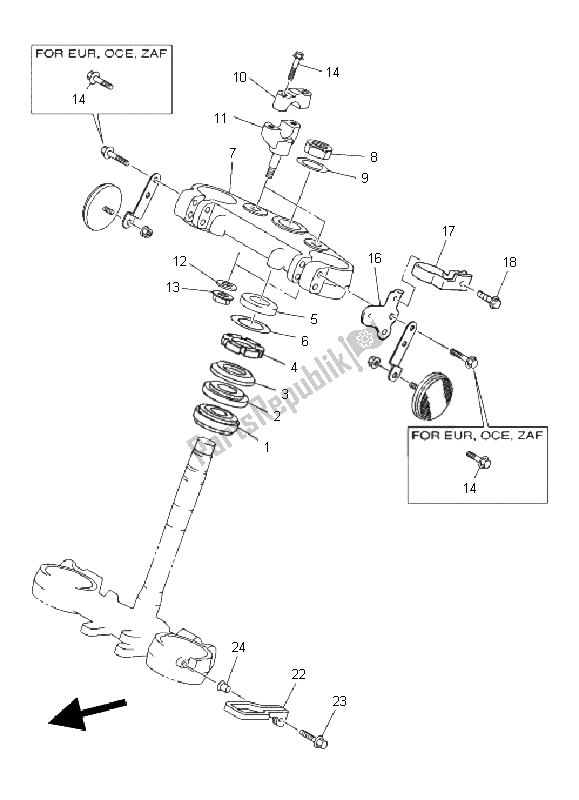 All parts for the Steering of the Yamaha WR 250F 2011