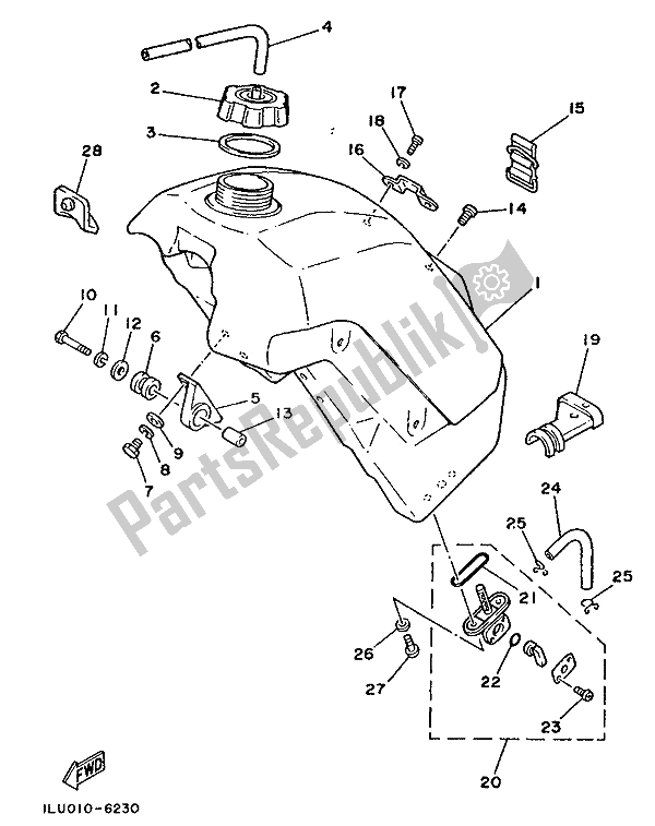 Todas las partes para Depósito De Combustible de Yamaha YZ 250 1988