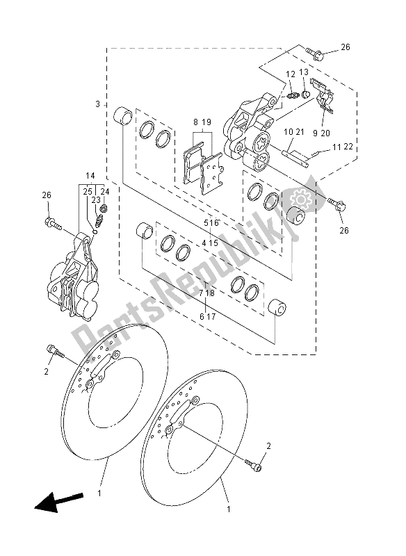 Tutte le parti per il Pinza Freno Anteriore del Yamaha FZ8 NA 800 2012