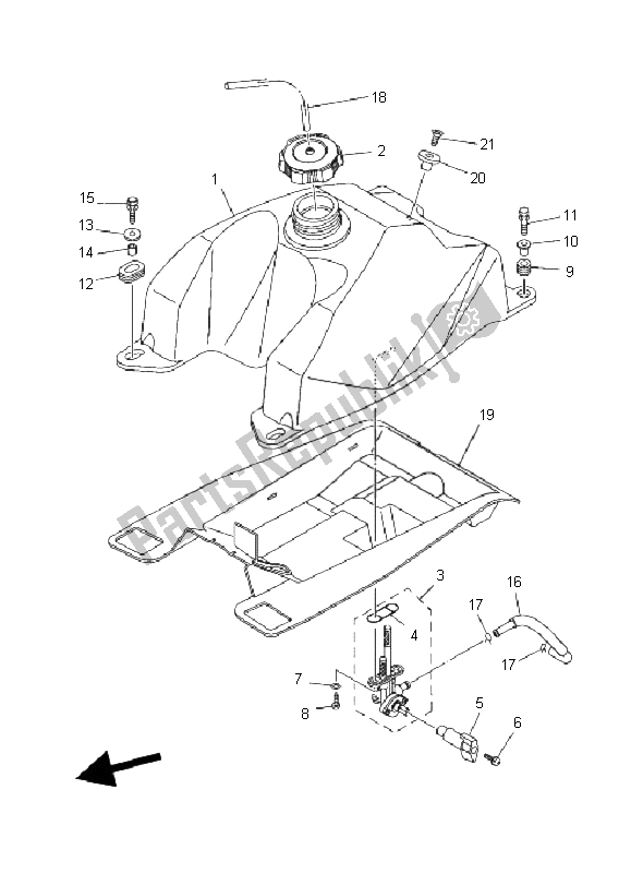 All parts for the Fuel Tank of the Yamaha YFM 350X Wolverine 2X4 2006