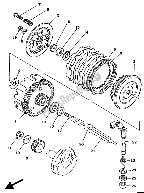 All parts for the Clutch of the Yamaha TZR 125 1992