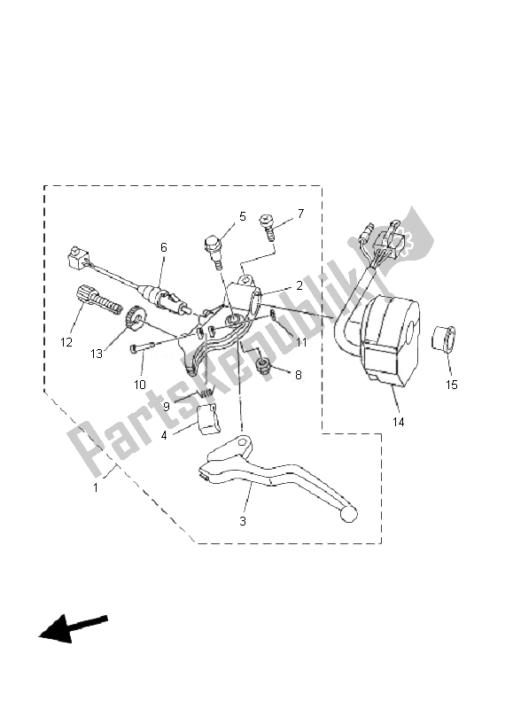 All parts for the Handle Switch & Lever of the Yamaha YFM 50R 2007