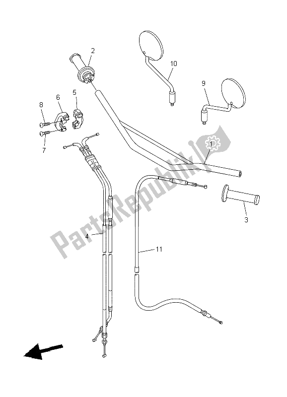 Alle onderdelen voor de Stuurhendel En Kabel van de Yamaha WR 250X 2009