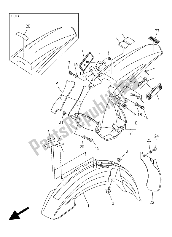 Tutte le parti per il Parafango del Yamaha WR 250F 2013