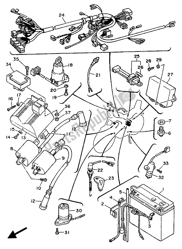 Toutes les pièces pour le électrique 1 du Yamaha XV 1100 Virago 1989