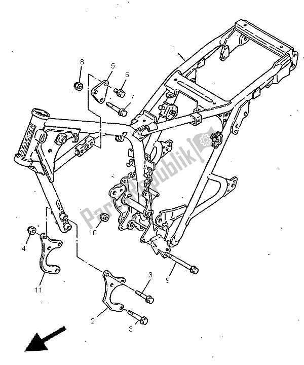 Tutte le parti per il Telaio del Yamaha SR 125 1996