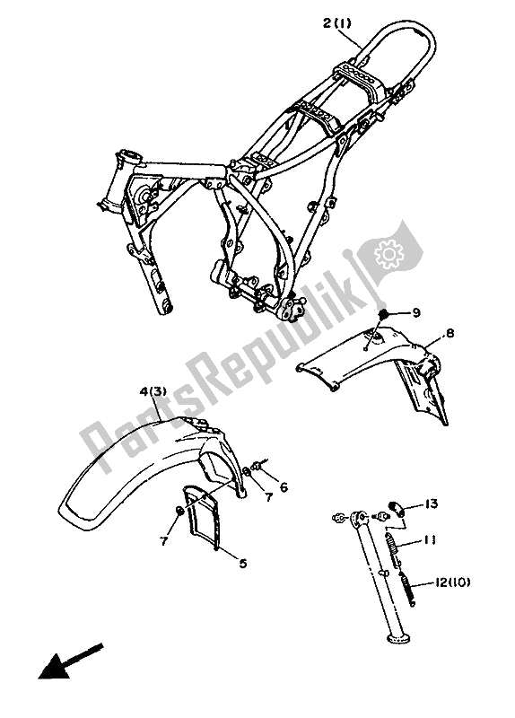 Toutes les pièces pour le Alternatif (châssis) (pour Dk) du Yamaha XT 350 1986