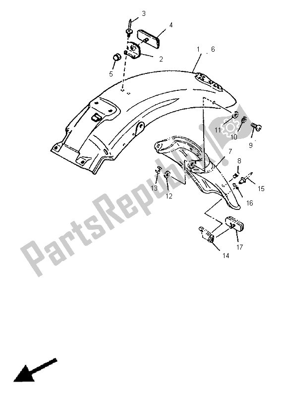 All parts for the Alternate Chassis (bel) of the Yamaha XV 535 S Virago 1997