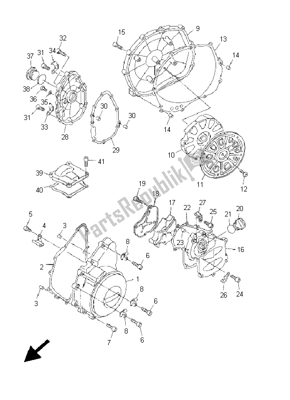 All parts for the Crankcase Cover 1 of the Yamaha FJR 1300A 2008