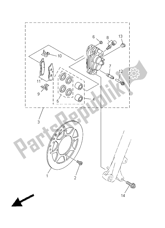 Wszystkie części do Zacisk Hamulca Przedniego Yamaha TT R 125 SW LW 2012