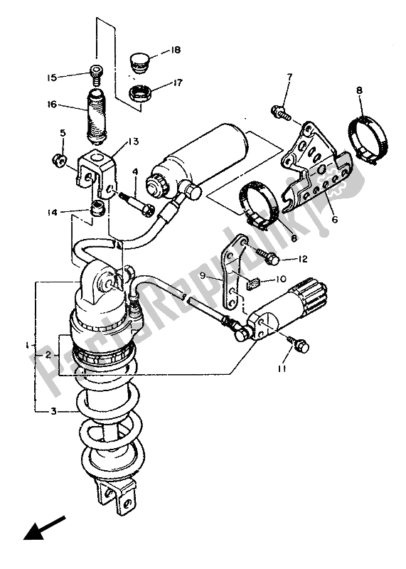 Toutes les pièces pour le Suspension Arrière du Yamaha FZR 750 RW 1989