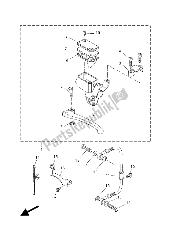 All parts for the Rear Master Cylinder of the Yamaha NS 50 2015