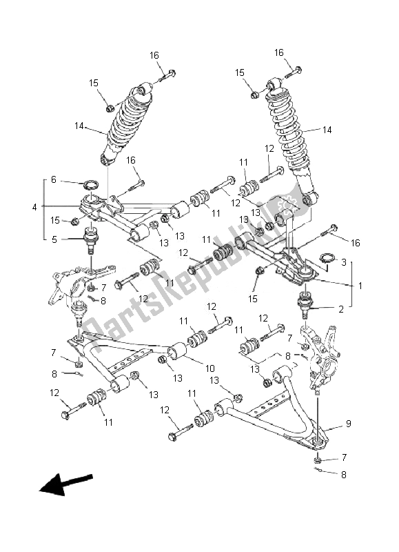 All parts for the Front Suspension & Wheel of the Yamaha YFM 350X Wolverine 2X4 2007