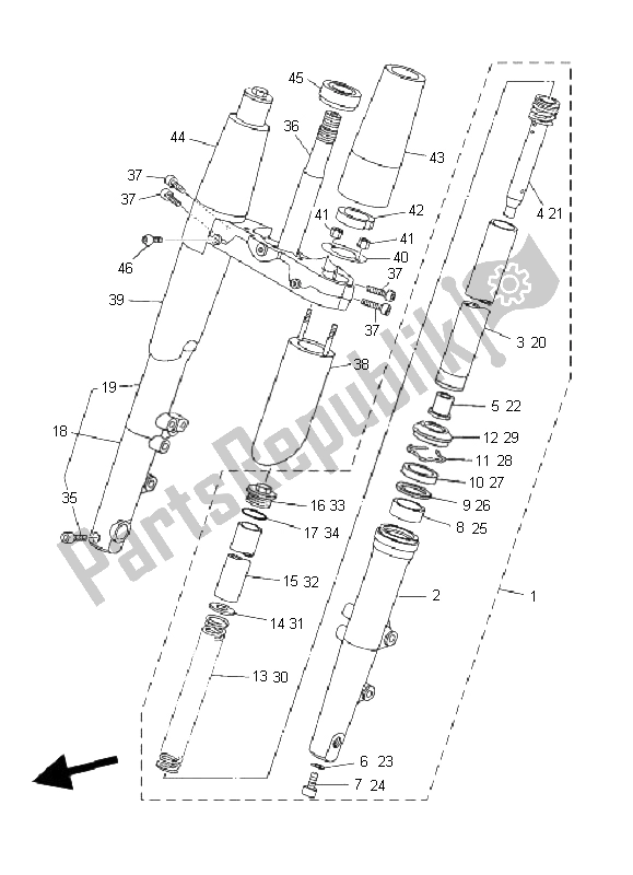 Todas las partes para Tenedor Frontal de Yamaha XV 1900A Midnight Star 2008