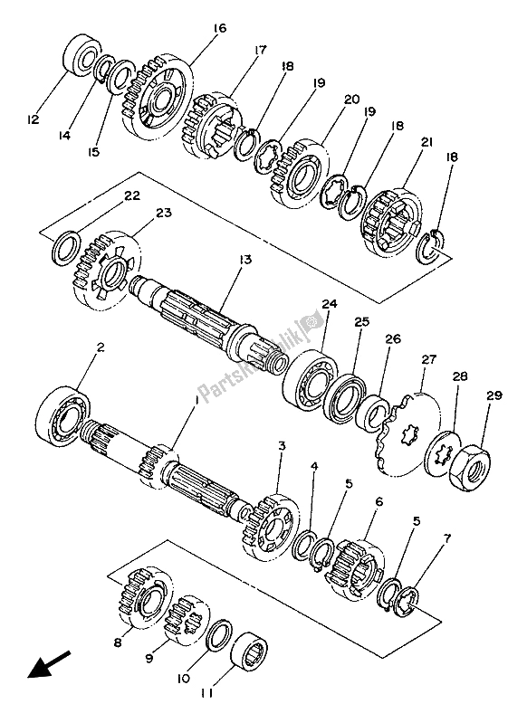 All parts for the Transmission of the Yamaha YZ 250 LC 1993