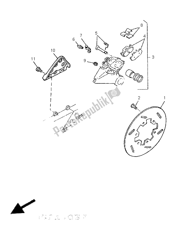 All parts for the Rear Brake Caliper of the Yamaha TT 600E 1996