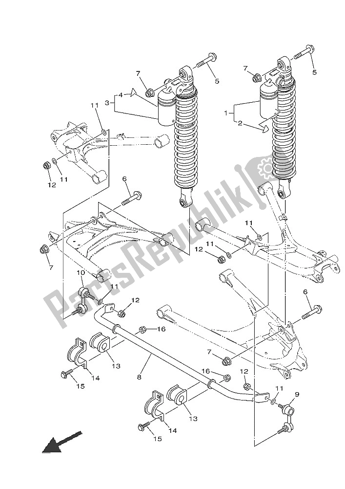 Tutte le parti per il Sospensione Posteriore del Yamaha YXE 700E 2016