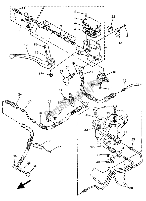 Tutte le parti per il Pompa Freno Anteriore del Yamaha GTS 1000A 1993